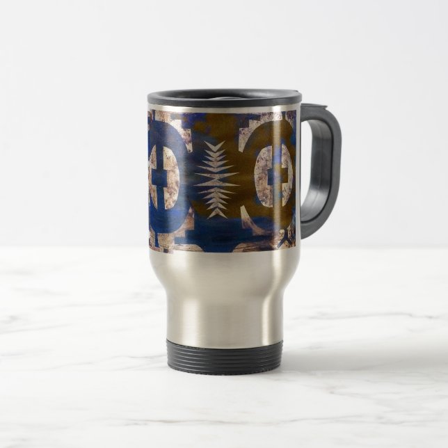 Taza De Viaje Constelación Primitiva Abstracta Geométrica (Anverso derecho)