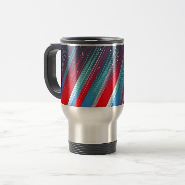 Taza De Viaje Cool Abstract Red White Blue Brush Strokes (Anverso izquierdo)