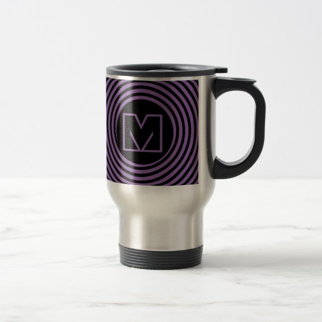 Taza De Viaje Cool Purple Spiral Vortex Monogram (Derecha)