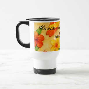 Taza De Viaje Copacabana Beach Watercolor Floral Tropical