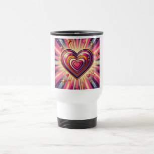 Taza De Viaje Corazón de arte pop de los años 70/San Valentín