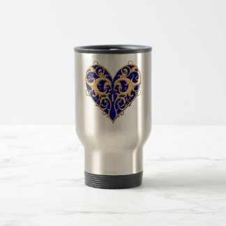 Taza de viaje Corazón de filigrana azul