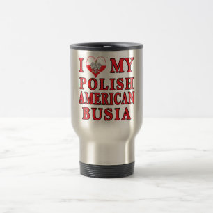 Taza De Viaje Corazón de mi Busia Polaca Estadounidense