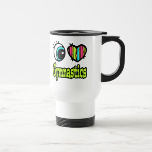 Taza De Viaje Corazón de ojos brillante me encanta la gimnasia