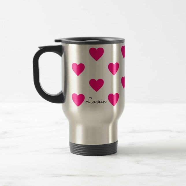 Taza De Viaje Corazón del amor de las rosas fuertes (Izquierda)