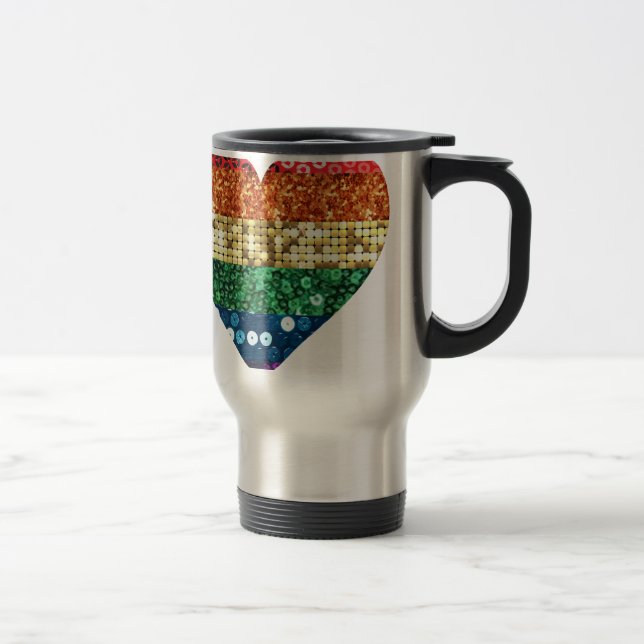 Taza De Viaje corazón del arco iris de lgbt (Derecha)