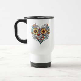 Taza De Viaje Corazón floral personalizado con mensaje sensorial