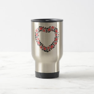 Taza De Viaje Corazón original de flores rojas costillas