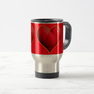 Taza De Viaje Corazón rojo brillante 3D