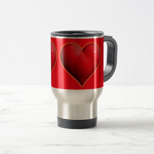 Taza De Viaje Corazón rojo brillante 3D (Anverso derecho)