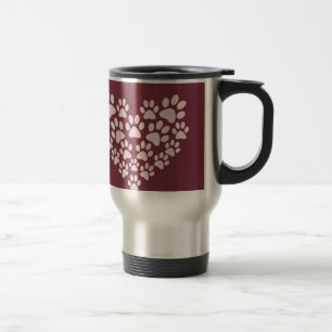 Taza De Viaje Corazón rosado lindo de la impresión de la pata