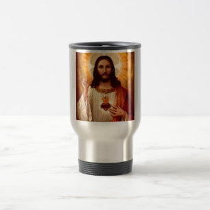 Taza De Viaje Corazón sagrado religioso hermoso de la imagen de