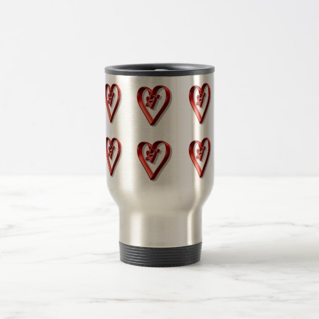 Taza De Viaje Corazones 3D rojos (Centro)