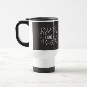 Taza De Viaje Corazones Chalk de regalo del tercer aniversario