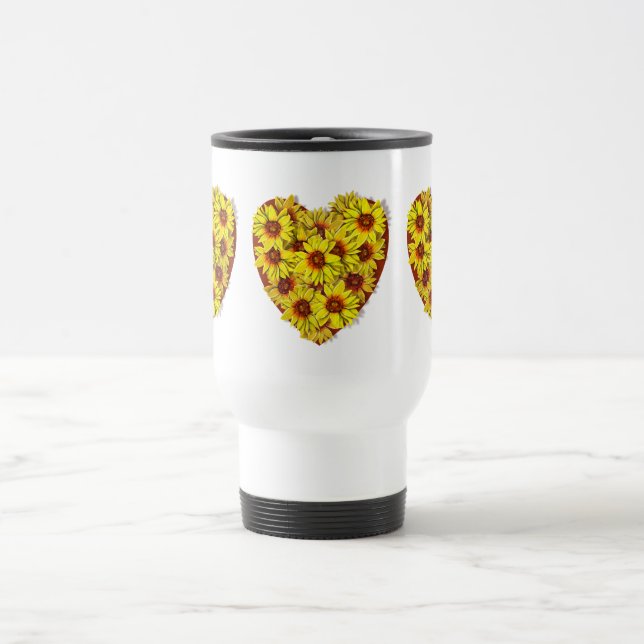 Taza de viaje Corazones de Girasol (Centro)