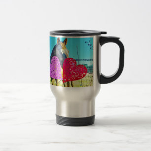 Taza De Viaje Corazones de San Valentín de caballos blancos y ma