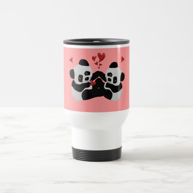 Taza De Viaje Corazones preciosos de la panda (Centro)