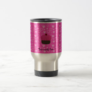 Taza De Viaje Corazones rosados del rosa de la magdalena del