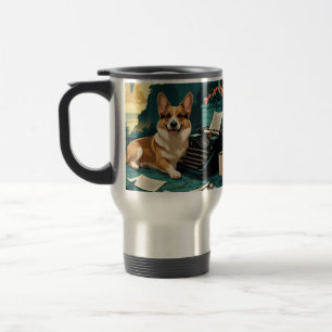 Taza De Viaje Corgi Dog con piel brillante y una cosecha de caba