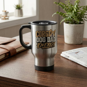 Taza de viaje Corgi Dog Dad Energy