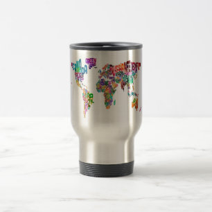 Taza De Viaje Correspondencia de texto del mundo