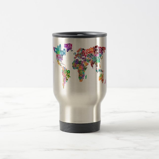 Taza De Viaje Correspondencia de texto del mundo (Centro)