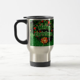 Taza De Viaje Correspondiente Green Merry Christmas Gold Bells