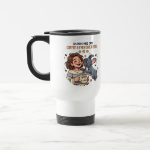 Taza De Viaje Corriendo con café y besos de Bulldog Francés