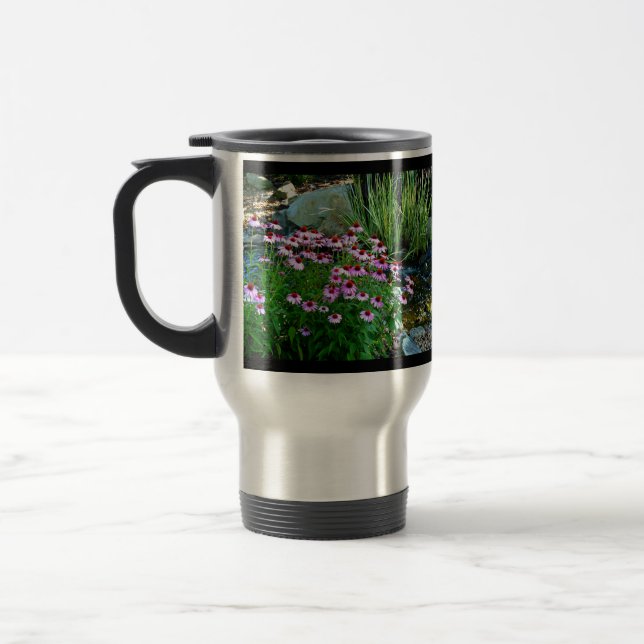 Taza De Viaje Corriente de jardín con flores moradas (Izquierda)