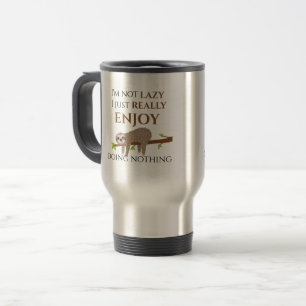Taza De Viaje Corte Lazy Slots colgando en un árbol gracioso tex