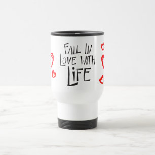 Taza De Viaje Cotas de actitud de amor de vida de corazones rojo