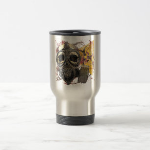 Taza De Viaje Cráneo con máscara de gas