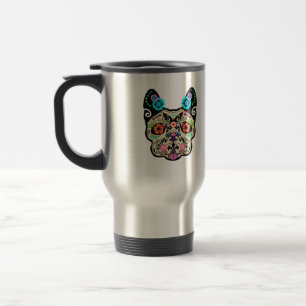 Taza De Viaje Cráneo Frenchie del azúcar