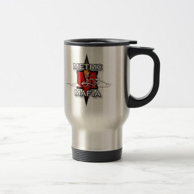 Taza De Viaje Cráneo llameante de la mafia métrica (Derecha)