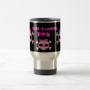 Taza De Viaje Cráneos del pwn de los videojugadores del chica