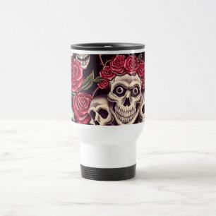 Taza De Viaje Cráneos y rosas