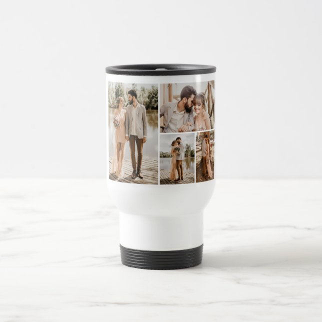 Taza De Viaje Crear su propio Collage de fotos de 4 (Centro)