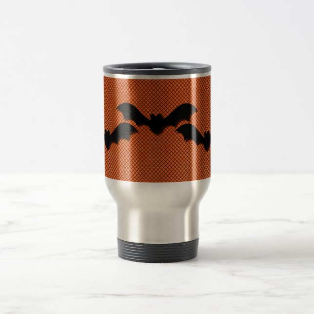 Taza De Viaje Creepy Bats Halloween Mug, Naranja (Centro)