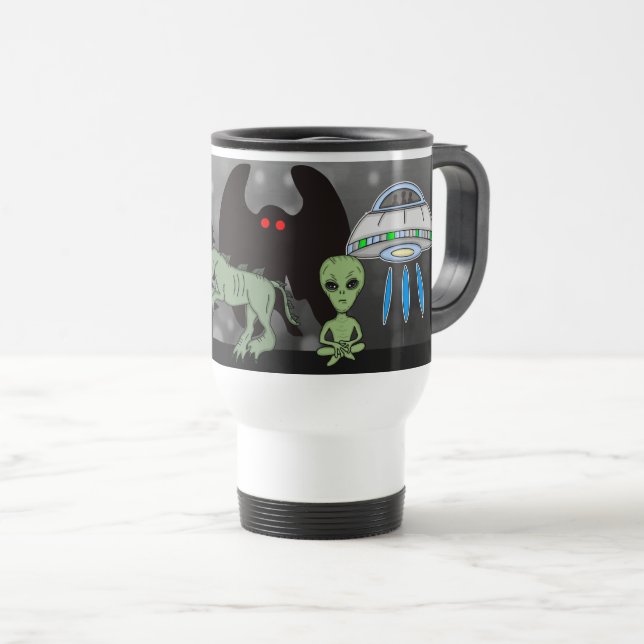 Taza De Viaje Criptid, OVNI, Pie Grande, Chupacabra, Alien Mothm (Anverso derecho)