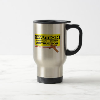 TAZA DE VIAJE CRISTIANO DE LA PRECAUCIÓN BAJO CONSTRUCCIÓN