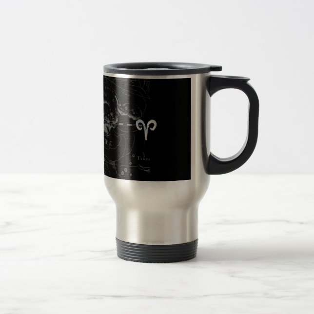Taza De Viaje Cromo como el Rótulo Aries Zodiac en Hevelius Blac (Derecha)