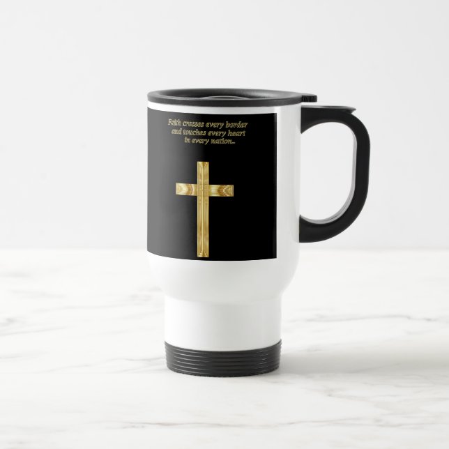 Taza De Viaje Cruz de la fe cristiana de oro con dicho gracioso