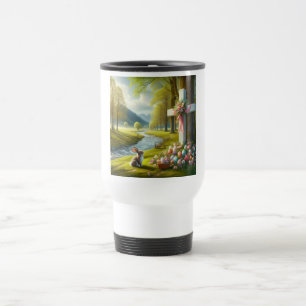 Taza De Viaje Cruz de Pascua con conejo y huevos
