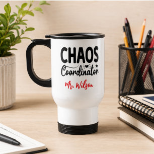 Taza De Viaje Cuaderno del Coordinador del Caos – Frase divertid