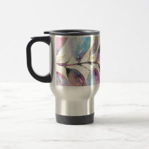 Taza De Viaje Cuaderno espiral de hojas botánicas de acuarela pa