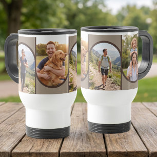 Taza De Viaje Cuadrícula de collage de fotos familiar con arco m