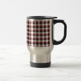 Taza De Viaje Cuadrícula Estilo Rojo Blanco y Negro