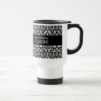 Taza De Viaje Cualquie cumpleaños del año para su damasco de