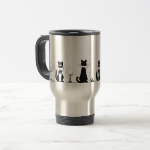 Taza De Viaje Cuatro gatos negros, Louis Wain Mug