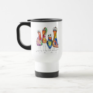 Taza De Viaje Cuatro pájaros coloridos y mullidos